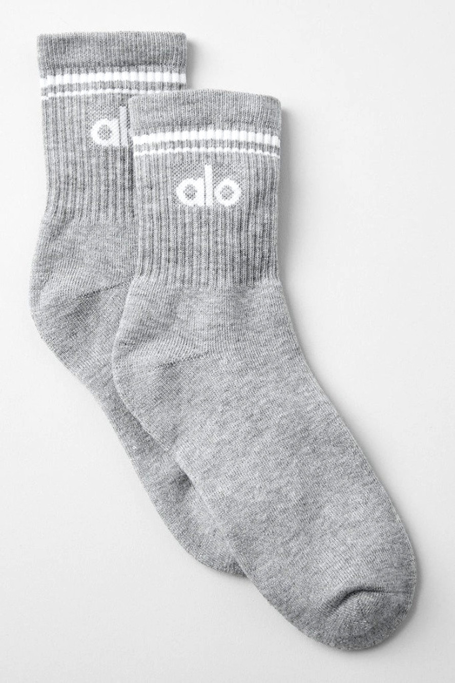 Alo Yoga Unisex Half-Crew Throwback Socks Heather Gray Size Small NWT $28